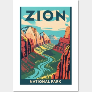 A Vintage Travel Art of the Zion National Park - Utah - US Posters and Art